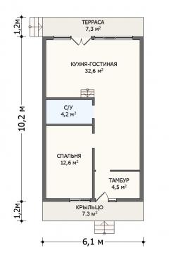 Планировка А-Фрейм / 1 этаж Планировка А-Фрейм - 1 этаж
