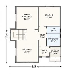 Планировка Находка 160 / 1 этаж Планировка Находка 160 - 1 этаж
