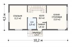 Планировка Узкий 80 - 1 этаж