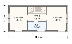 Планировка Узкий 80 - 2 этаж