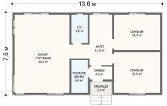 Планировка Шведский барн 90 - 1 этаж